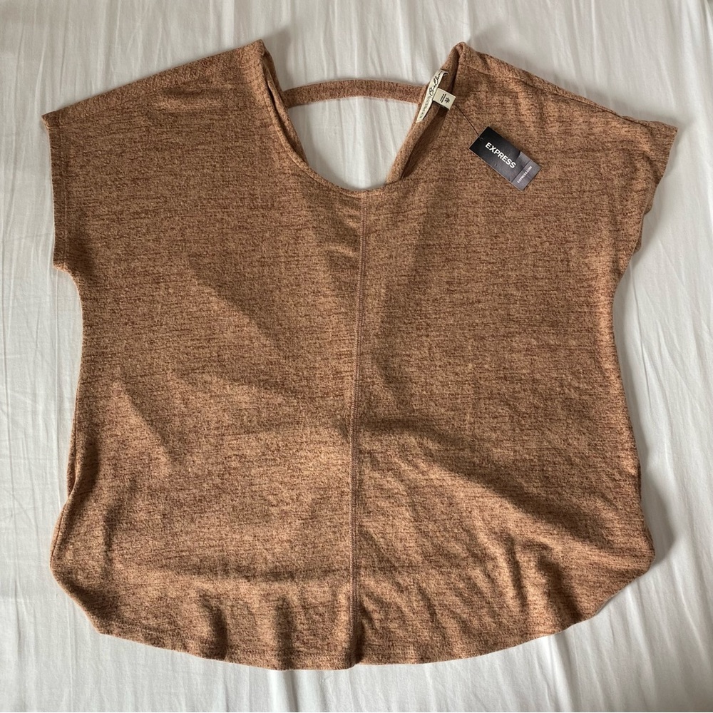 Express One Eleven Orange Open Back Top - Picture 2 of 8